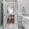 Bathroom open to Hallway with a floating vanity